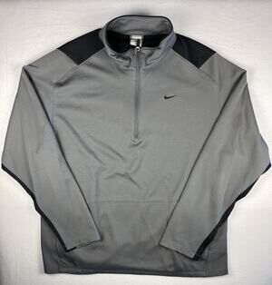 Nike Therma-Fit Men’s XL 1/4 Zip Pullover Gray Black Training Sweatshirt